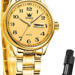 Business Women Watches Day Date,Woman Watches with Silver Gold Stainless Steel,Fashion Luminous Ladies Watches with Black/White Dial,Roman Numeral Womens Watches,Small Face Waterproof Ladies Watches